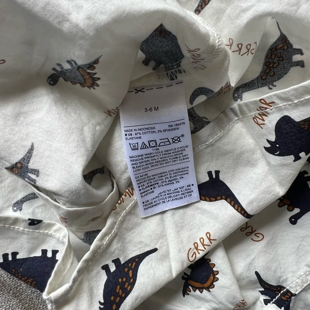 Old Navy Baby Boy Dinosaur Button Down Shirt | 3-6M